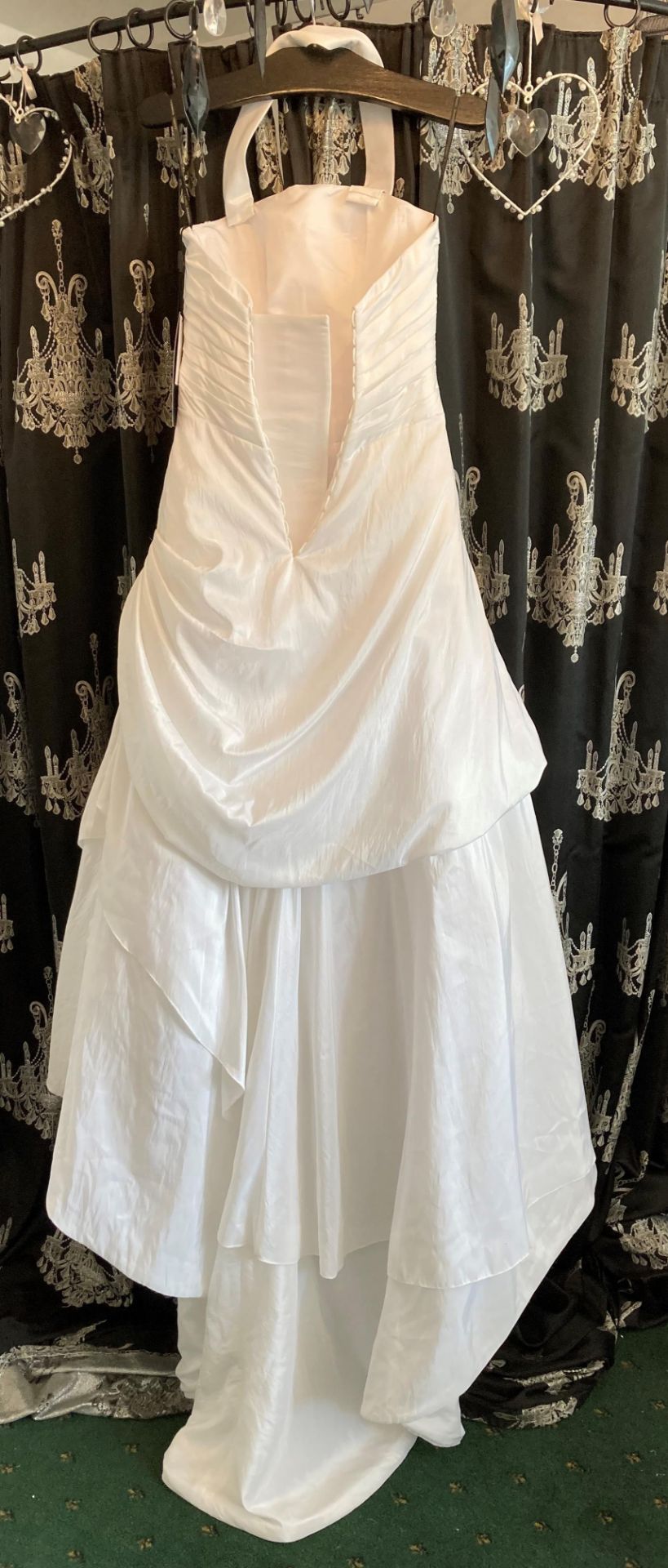 Taffeta A-line gown, white, UK size 10. - Image 4 of 4