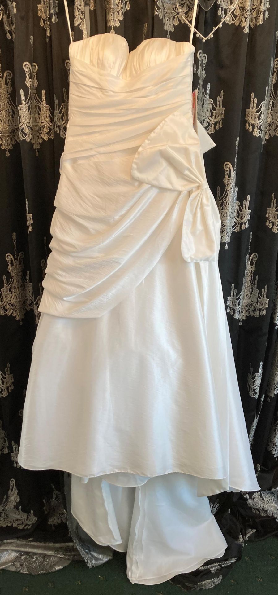 Bow detail gown, ivory, size UK 10.