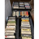 Four vinyl stereo eight track storage boxes containing 52 stereo eight track cartridges - The