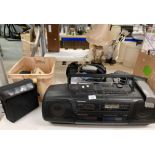 Contents to part of rack - Panasonic RX-D15 portable radio/cassette/CD player,