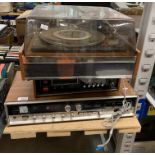 Three items - a Sharp Solid State Stereo eight track player,