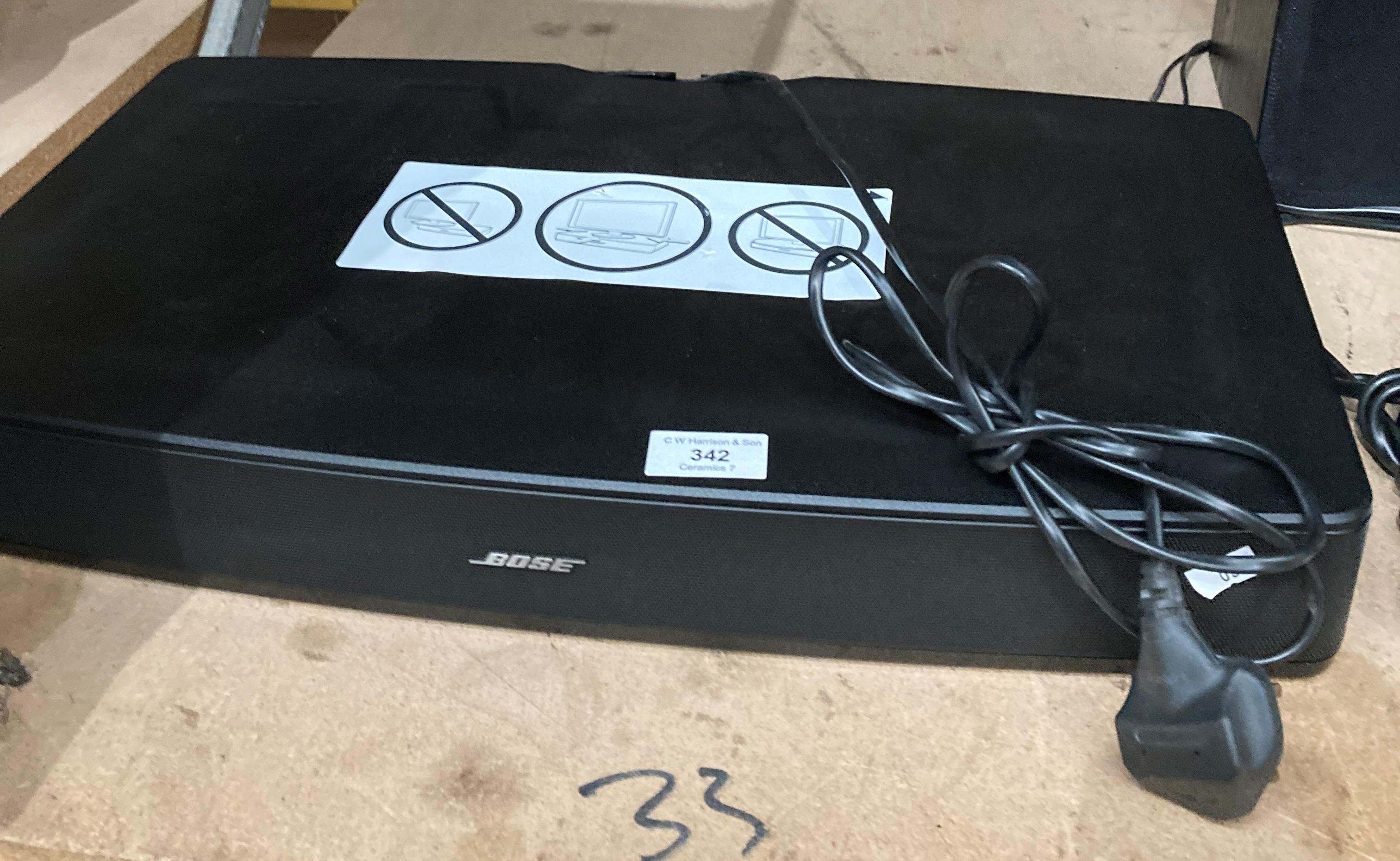 A Bose Solo TV sound system - serial number 063104Z32912508AE with remote (location saleroom 1