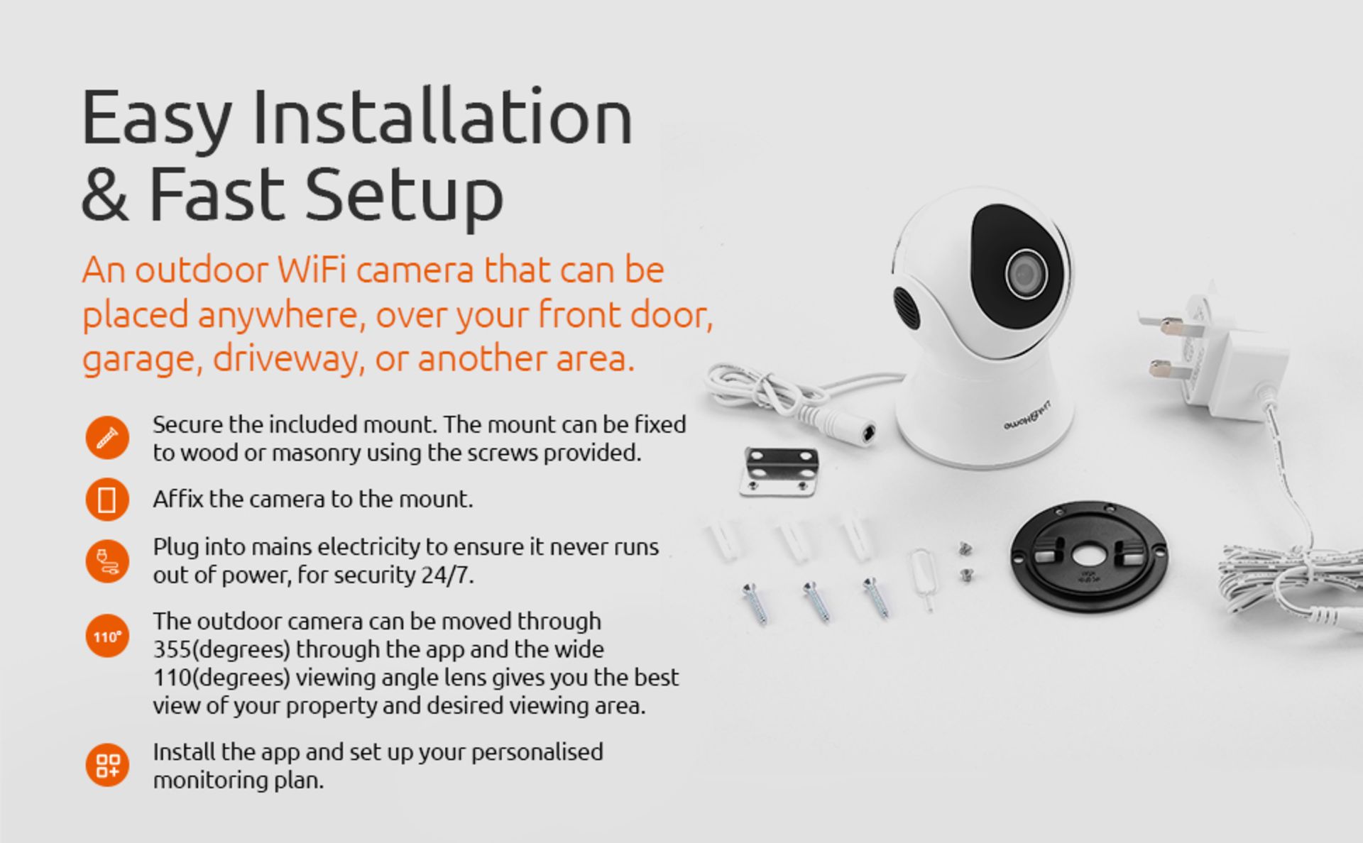 A Link2Home 'L2H-ODRCameraP/T' External Weatherproof Wi-Fi Camera with Pan and Tilt Operation - New, - Image 13 of 14