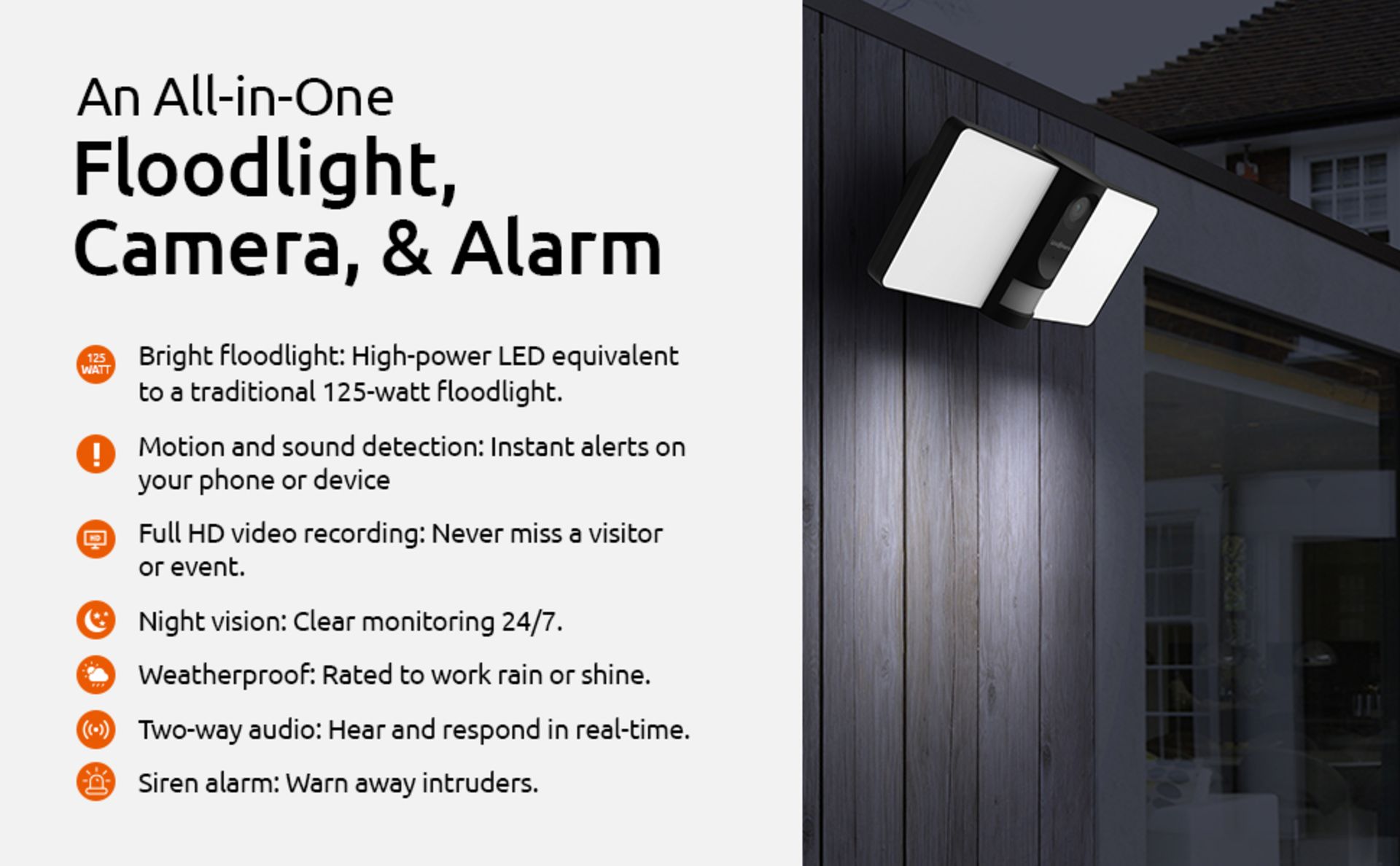 A Link2Home 'L2H FloodlightCam' Floodlight with built in PIR and full HD 1080P camera - New, - Image 9 of 11