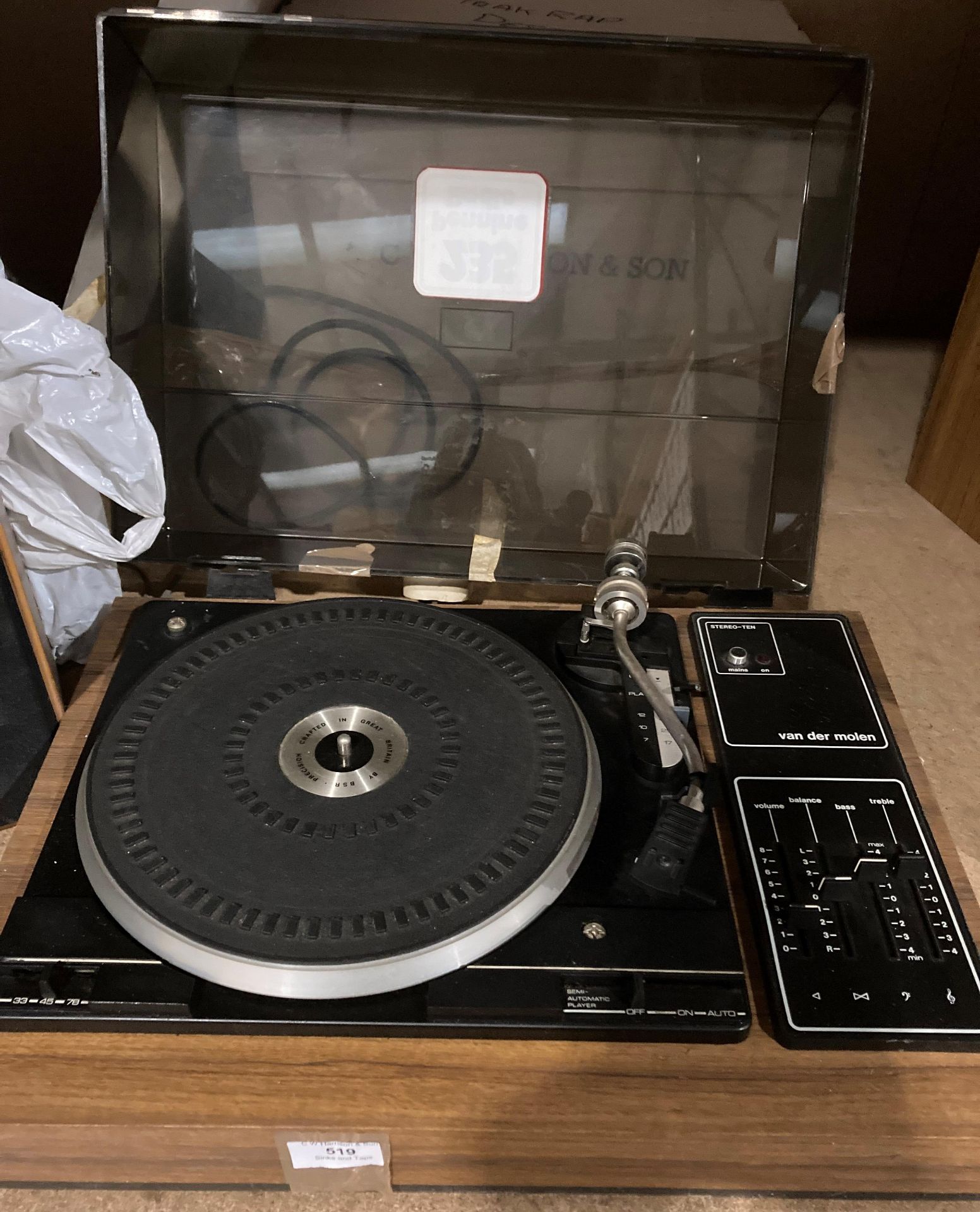 Van Der Molen Stereo ten turntable with matching Van Der Molen speakers - passed PAT test but not - Image 2 of 2