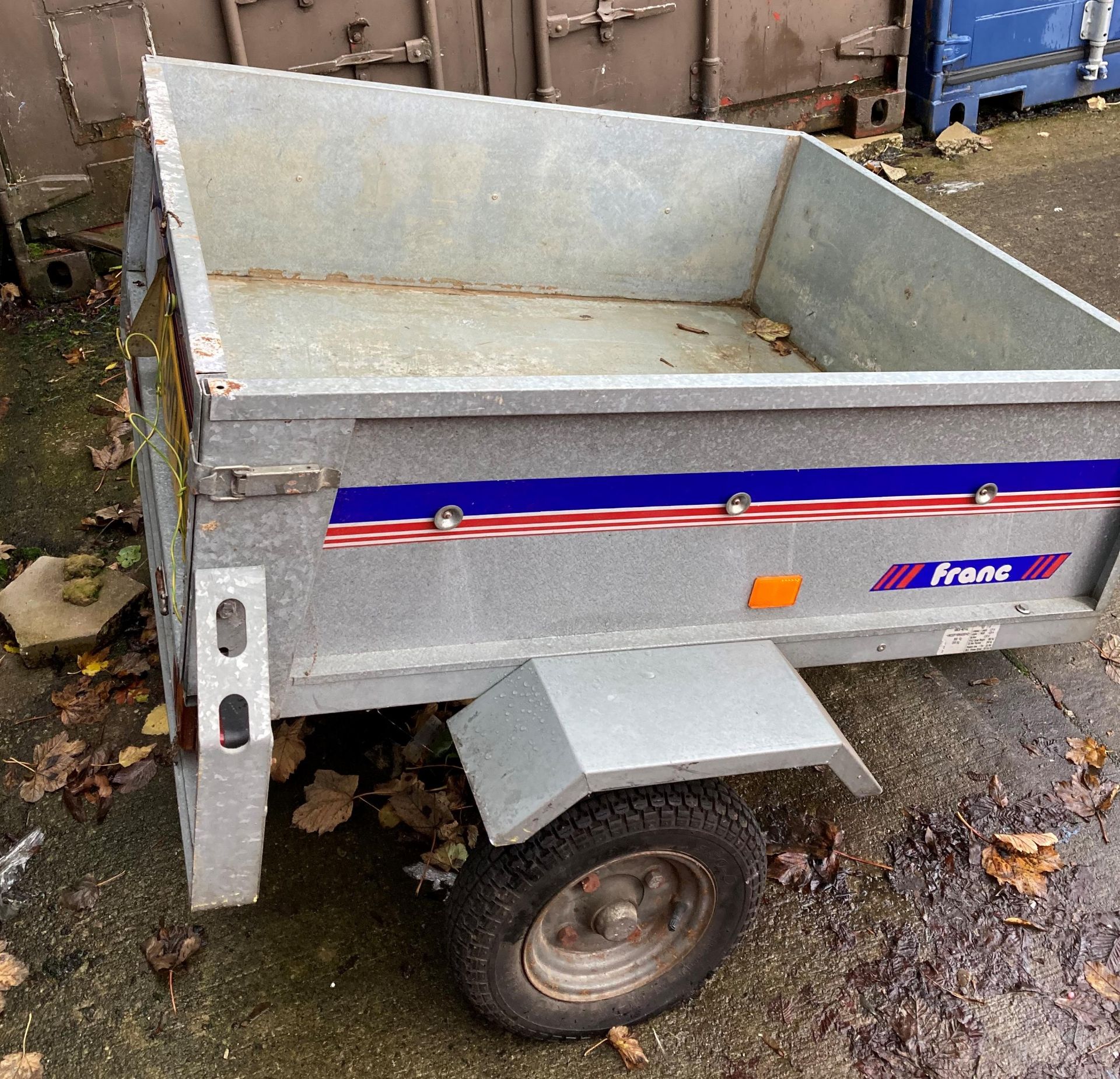 A Franc galvanised drop back single axle trailer, model GE118, gross weight 300kg, - Image 2 of 3