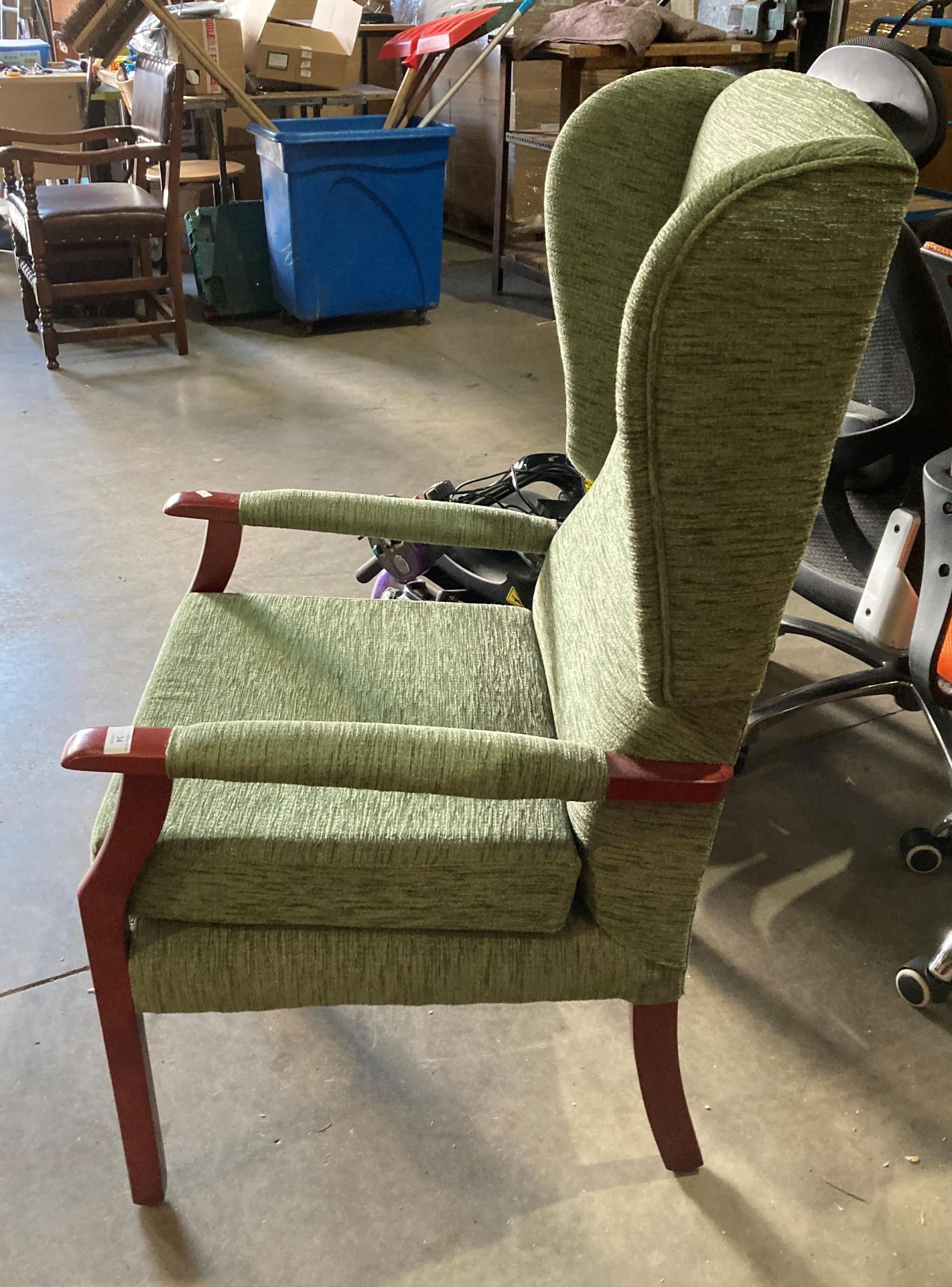 An HSL green dralon upholstered high wingback armchair - Image 3 of 3