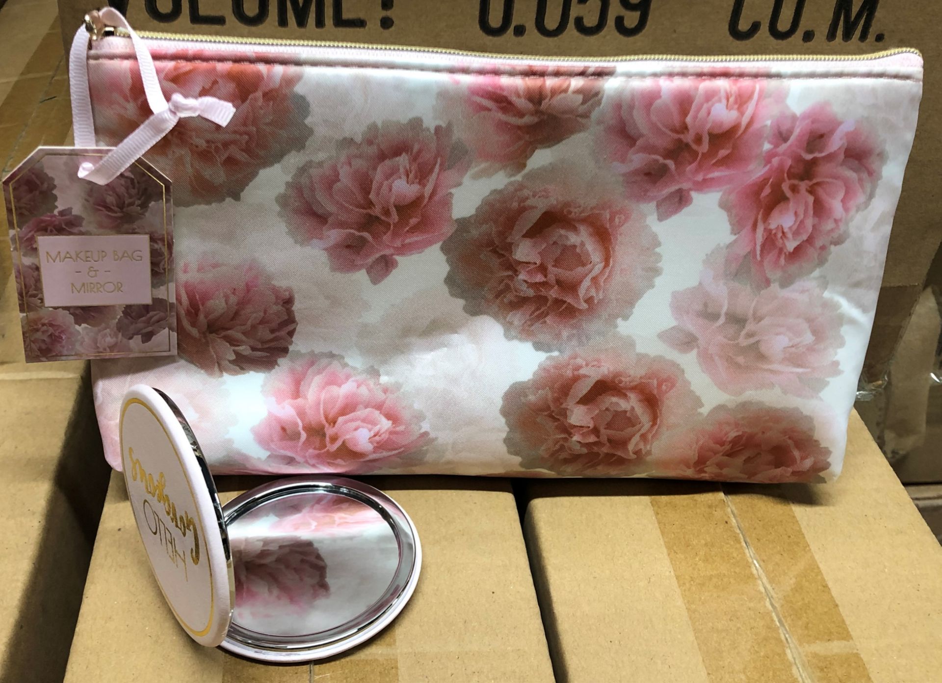 9 PINK ROSE MAKEUP BAGS WITH MIRROR - Image 2 of 2