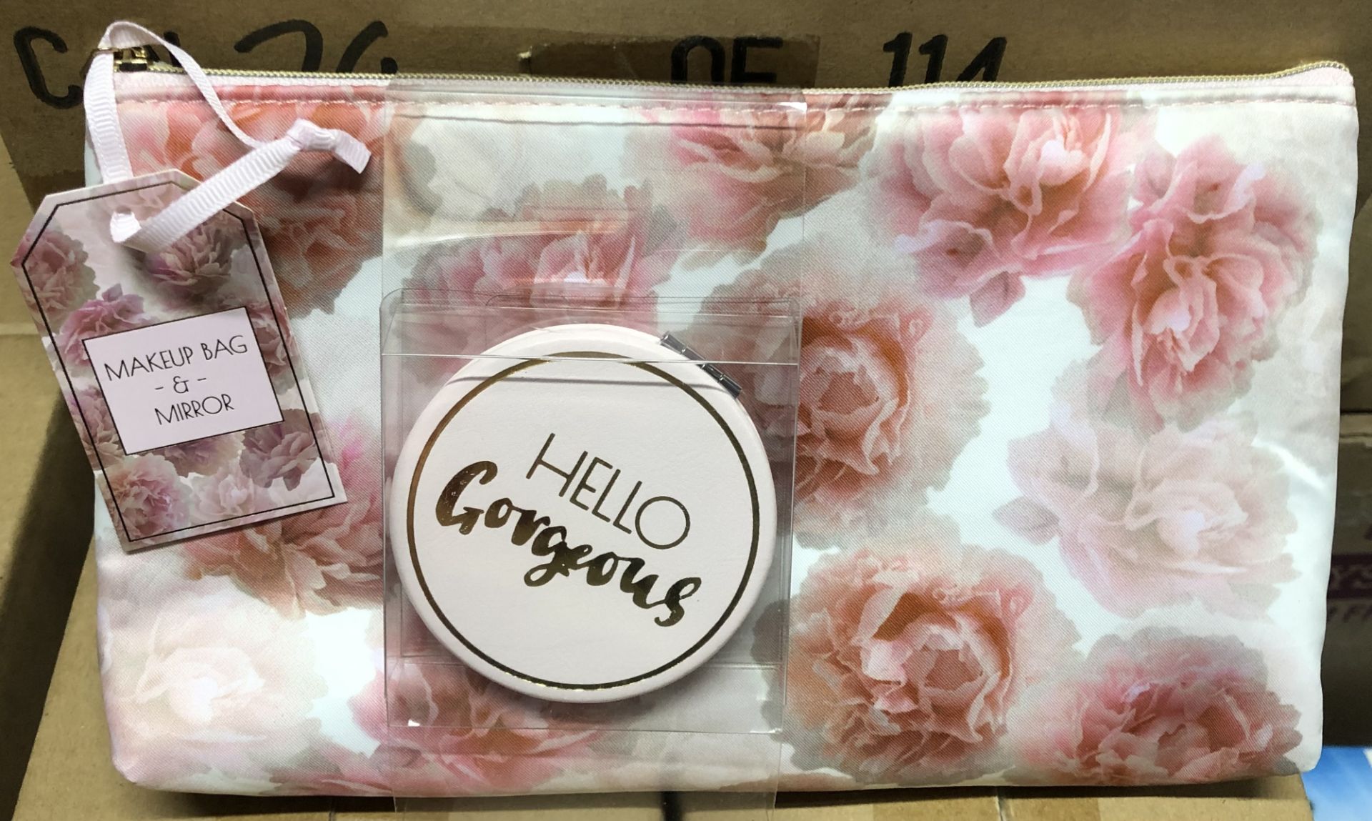 9 PINK ROSE MAKEUP BAGS WITH MIRROR