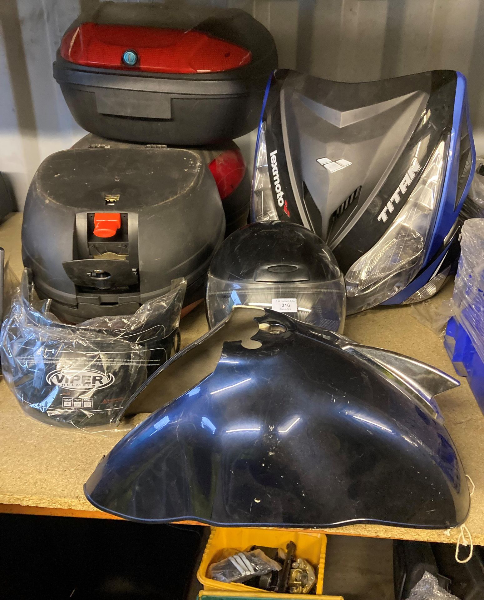 3 Motorcycle top boxes Lexmoto Front Fairing Including Headlights etc (no keys for top boxes)