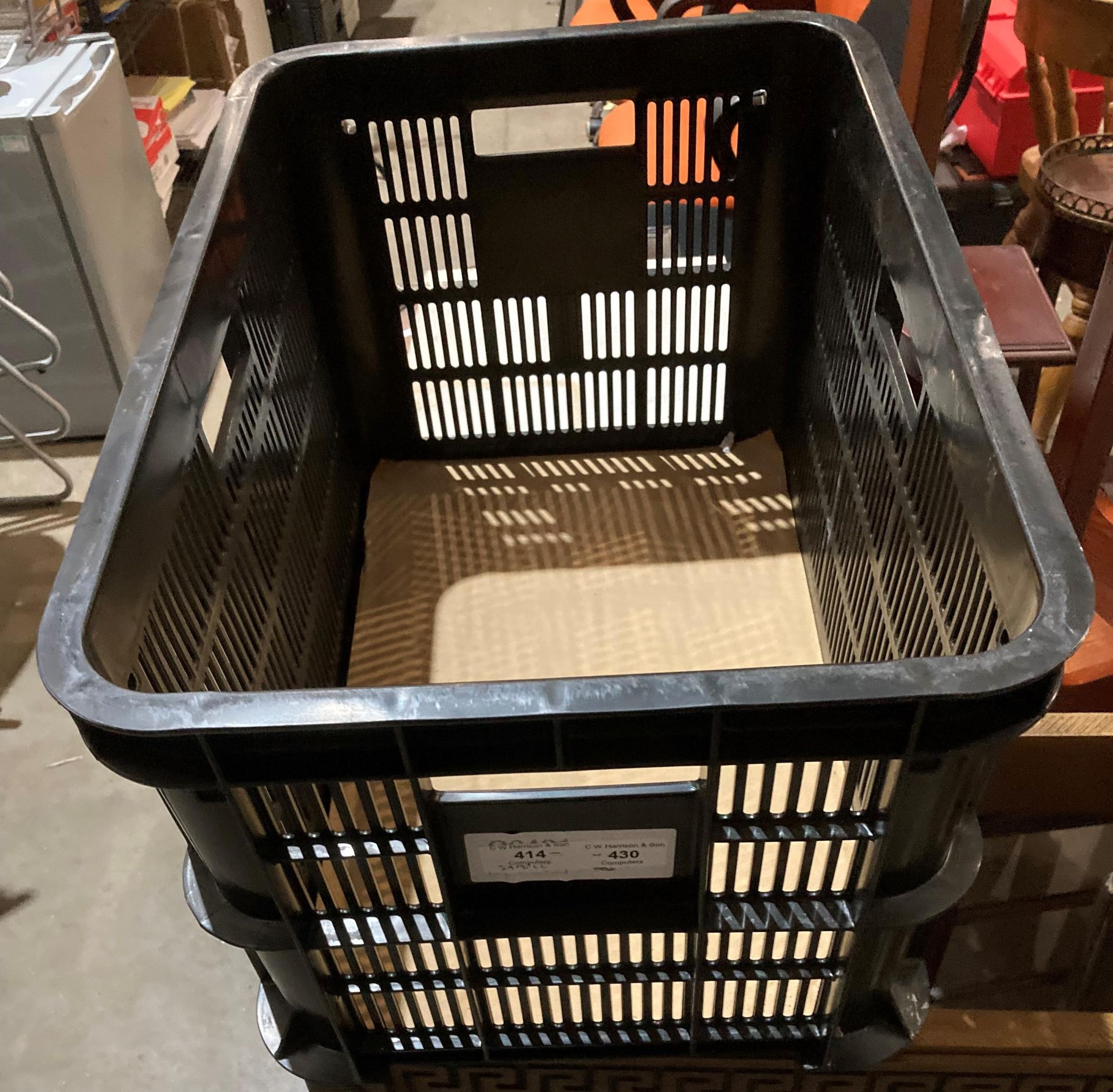 Twenty black plastic crates - each 50 x 35 x 30cm deep (saleroom location: container J)