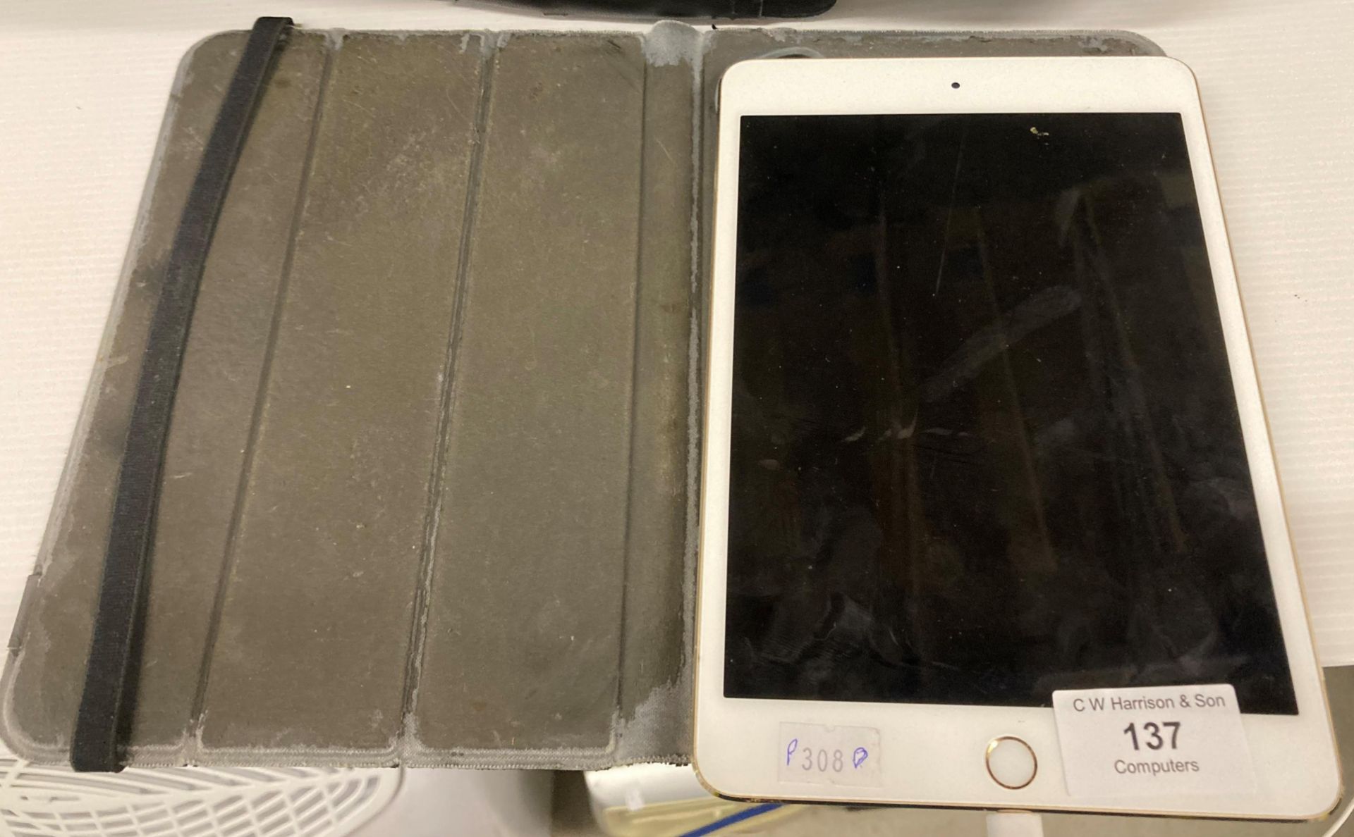 Apple iPad Mini in white and rose gold complete with case - no power lead (saleroom location G08)