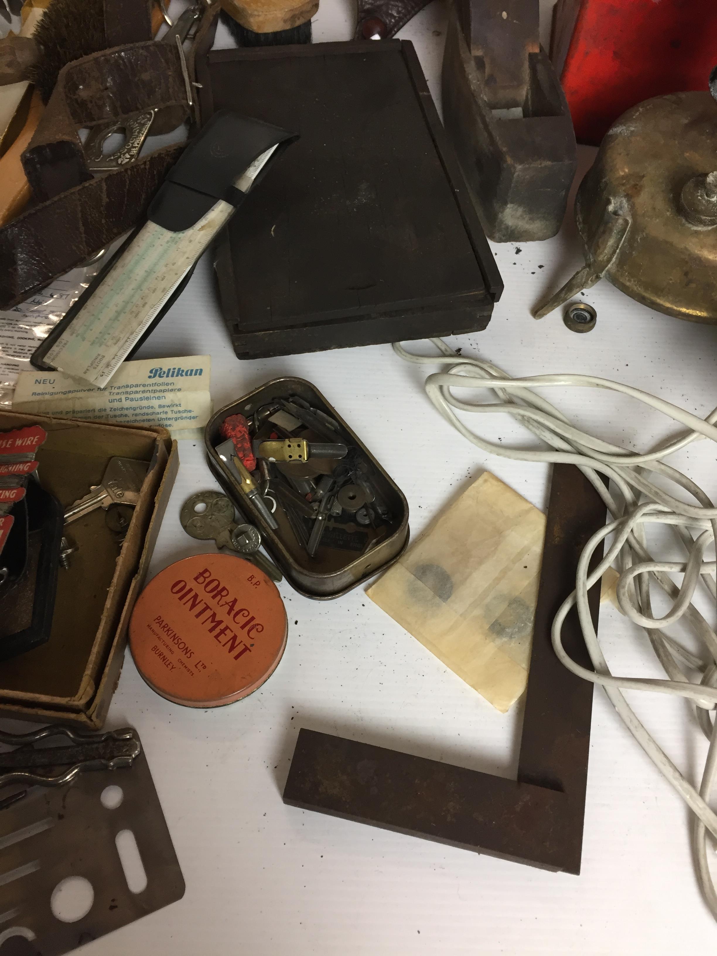 Fifty plus items including leather vintage motor cyclist/pilots helmet, medical bag (no key), - Image 6 of 6