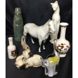 Eight items including Beswick dapple grey horse and pair of Siamese kittens,