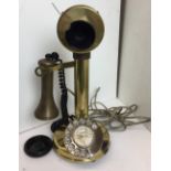 Vintage brass telephone (chipped speaking horn) converted to digital (Saleroom location: N03)