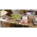 Remaining contents to rack - table lamp with shade, parasol, Amateur Photography magazines,