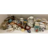 Contents to part of rack - assorted ornaments, Hornsea Fleur coffee mugs, saucers and plates,