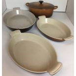 Four pieces brown Le Creuset - oval casserole size 25,