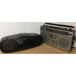 Two items - Sony CFD-8 CD radio cassette-corder and Sanyo M9922L radio stereo cassette recorder