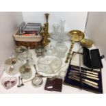 Fifty plus items including round glass salt cellar with silver collar,