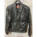 Montana black leather zipper jacket size L (Saleroom location: on rail at S13)