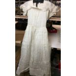 Vintage cream/white broderie anglaise dress - possibly size 8/10 and a mink fur hat (both in