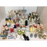 A collection of forty five cruet sets mainly ceramic including novelty, plated,