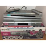 Two items - Sony DVP-NS355 CD/DVD player with remote and Sony SLV-SE740 video cassette recorder