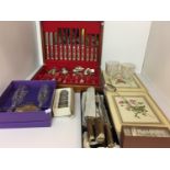 Ten items including canteen of cutlery containing silver plated cutlery set by Smith Seymour,