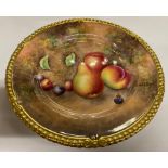An Aynsley Fine Art Collection fruit plate 27cm - hand painted and signed by David J Scyner