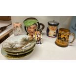 A Royal Doulton character jug 'Sairey Gamp', 17cm high, Wedgwood toby jug 153/3 Unicorn Lord Mayor,