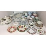 Thirty plus ceramic items including Wedgwood Harcourt saucer,