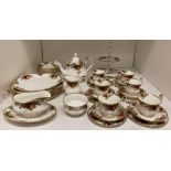 Thirty-seven pieces of Royal Albert Old Country Roses tea/part dinner service including teapot,