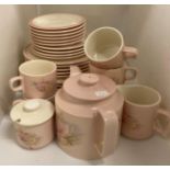 Twenty-nine pieces of Hornsea pink floral patterned tea service (Saleroom location: H03)