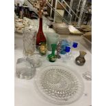 A quantity of coloured and other glassware - vases, bowls,