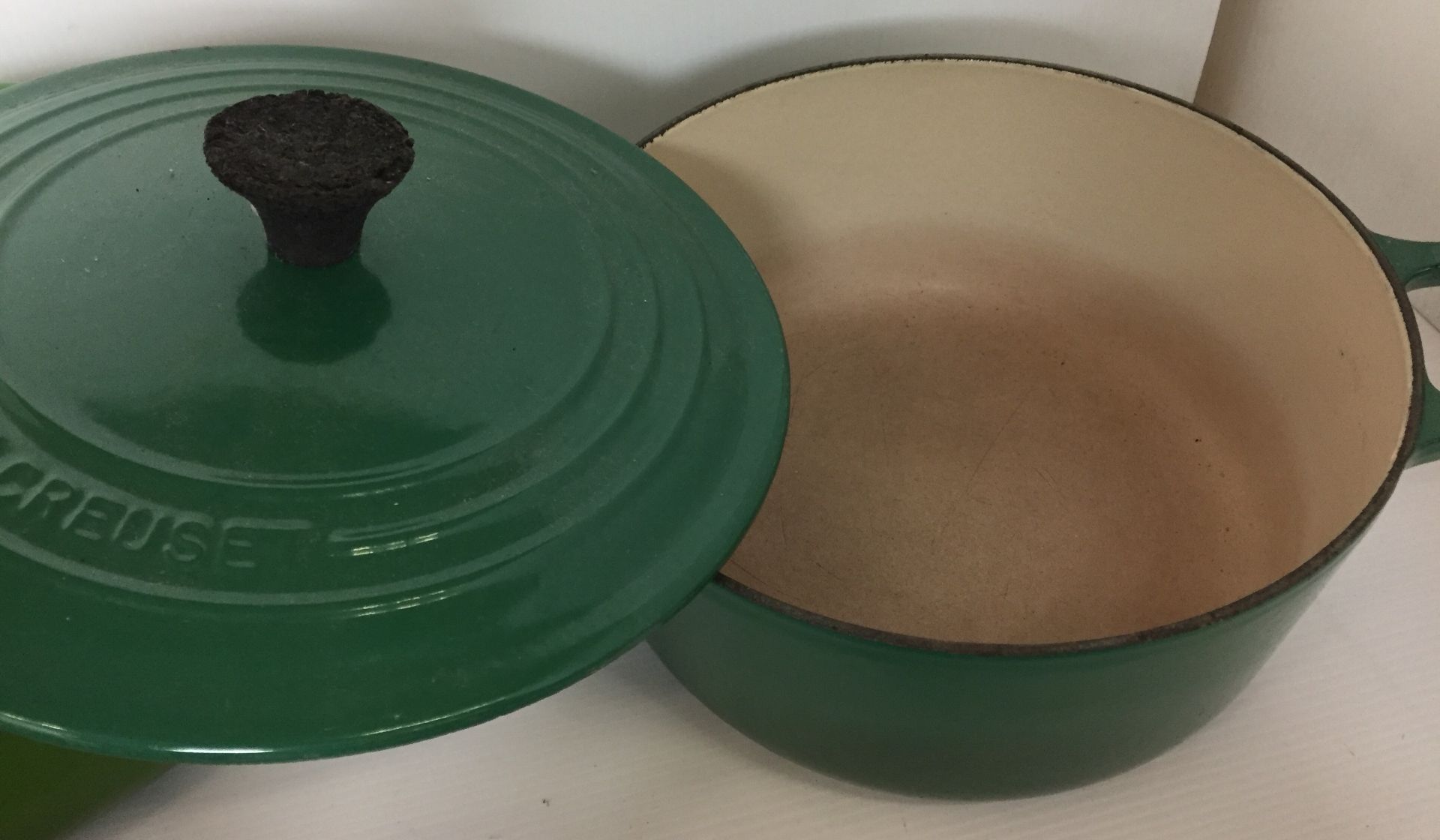 Four pieces of green enamelled cast iron oven to tableware - Le Creuset oval casseroles sizes 27 - Image 2 of 3