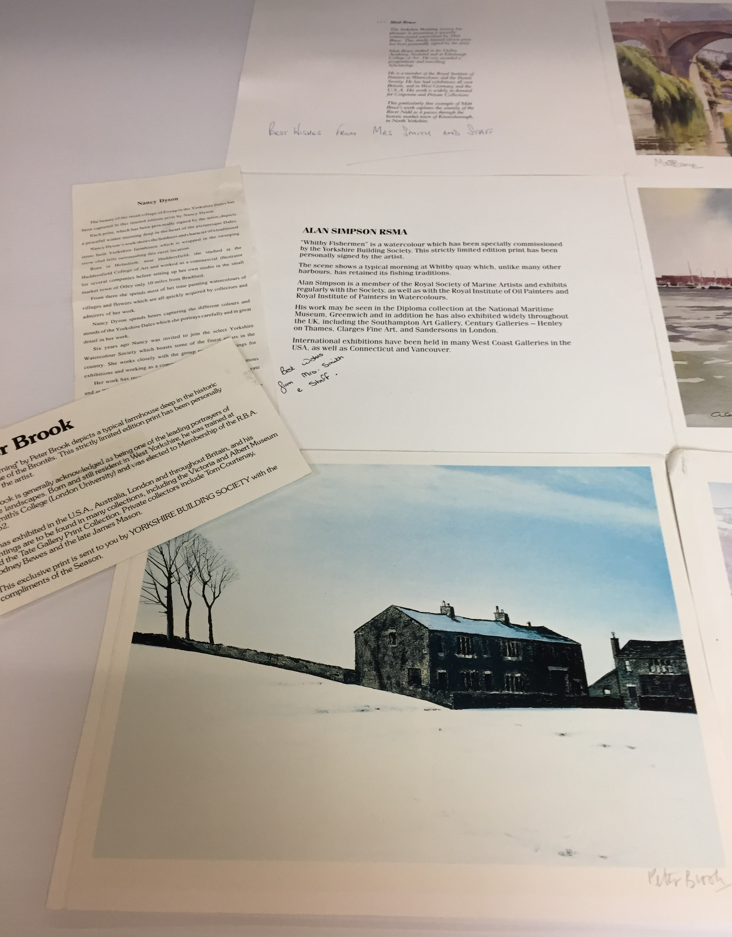 Five signed prints of Yorkshire scenes 26 x 20cm - all Yorkshire Building Society Christmas cards - Image 3 of 4