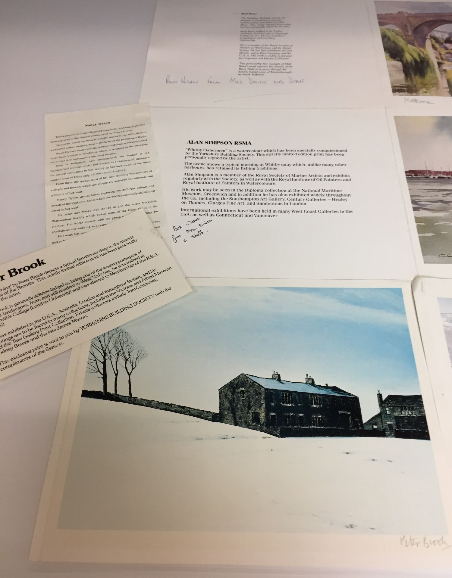 Five signed prints of Yorkshire scenes 26 x 20cm - all Yorkshire Building Society Christmas cards - Image 3 of 4
