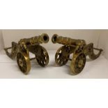 Pair of heavy brass model cannons,
