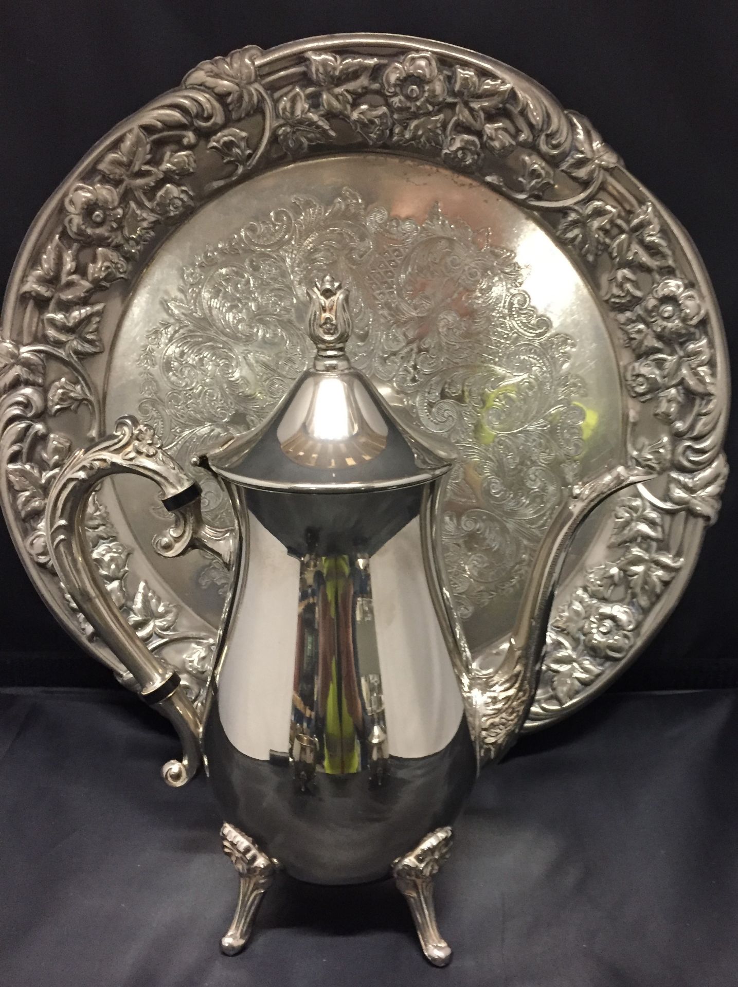 Silver plated Leynard three piece tea/coffee set and tray (Saleroom location: T11) - Image 2 of 3