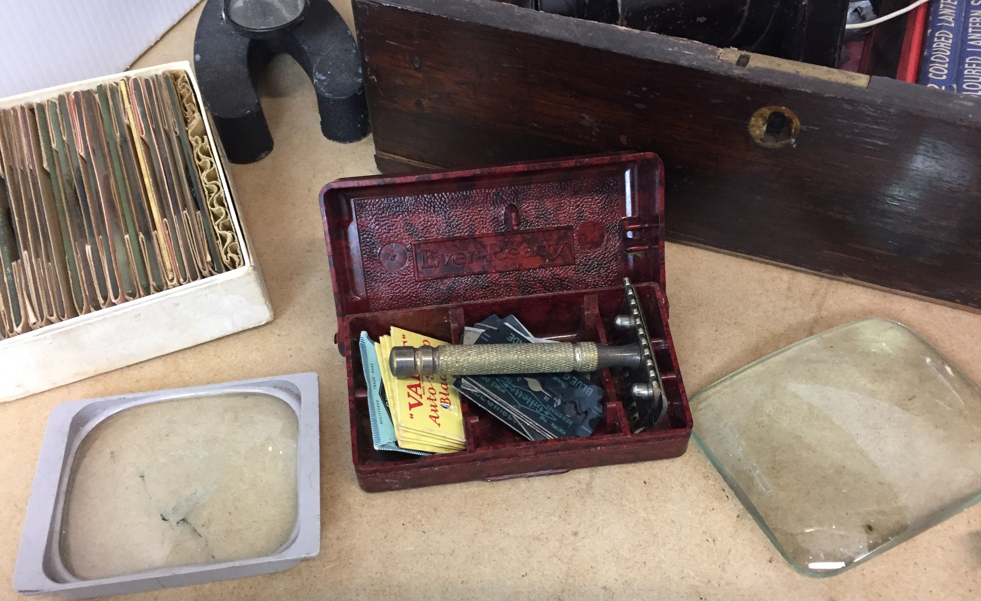 Wooden box containing slide lantern and quantity of slides, microscope and box of slides, - Image 4 of 5