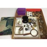 Contents to tray including fifteen badges - RAF, ARP, WVS, silver 1897 Craven Senior League etc,