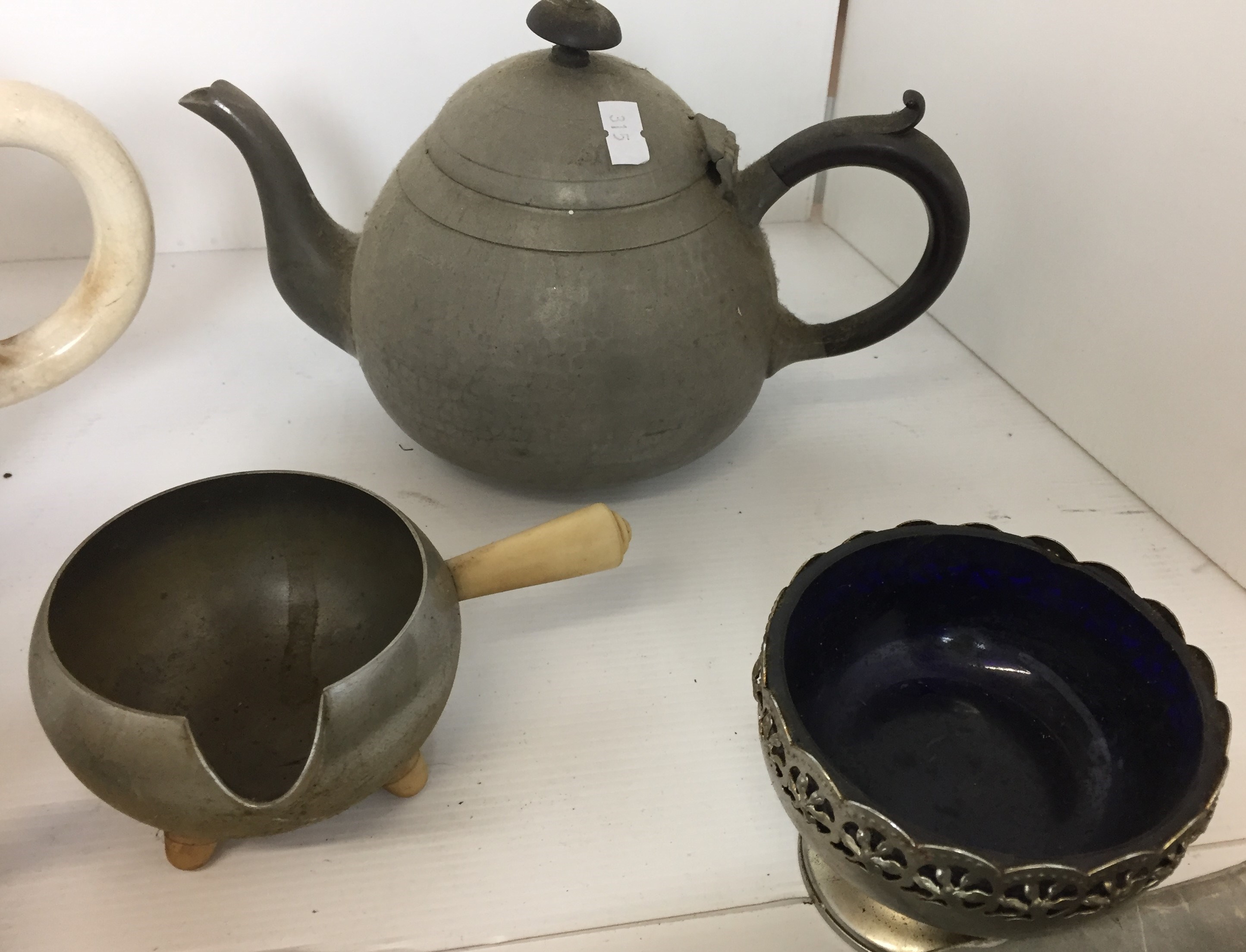 Nine items including two three piece vintage metal and ceramic tea services with insulated teapots, - Image 4 of 4