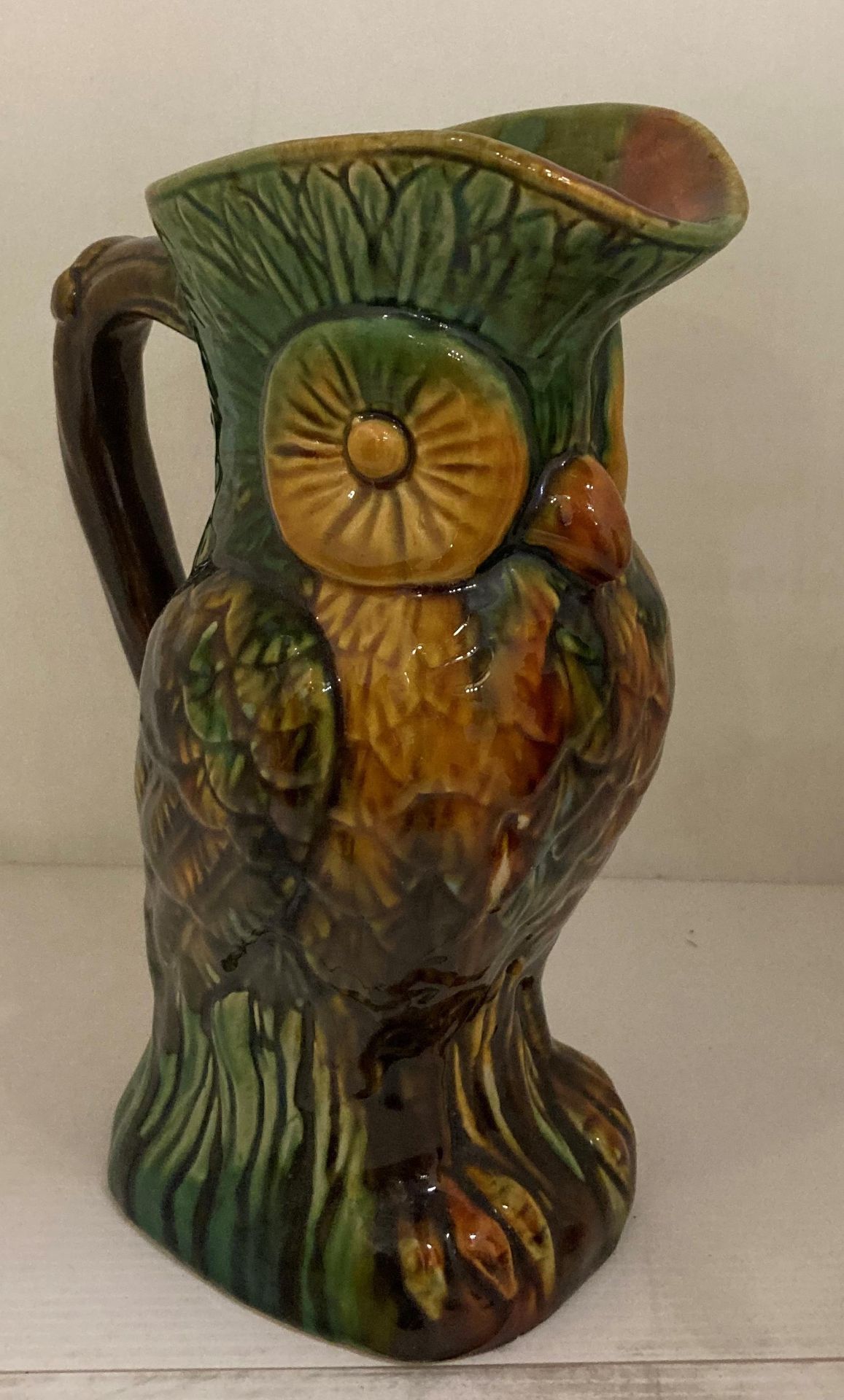 A Dartmouth Devon Plymouth Gin green glazed fish jug, frog and parrot jugs, etc. - Image 3 of 4