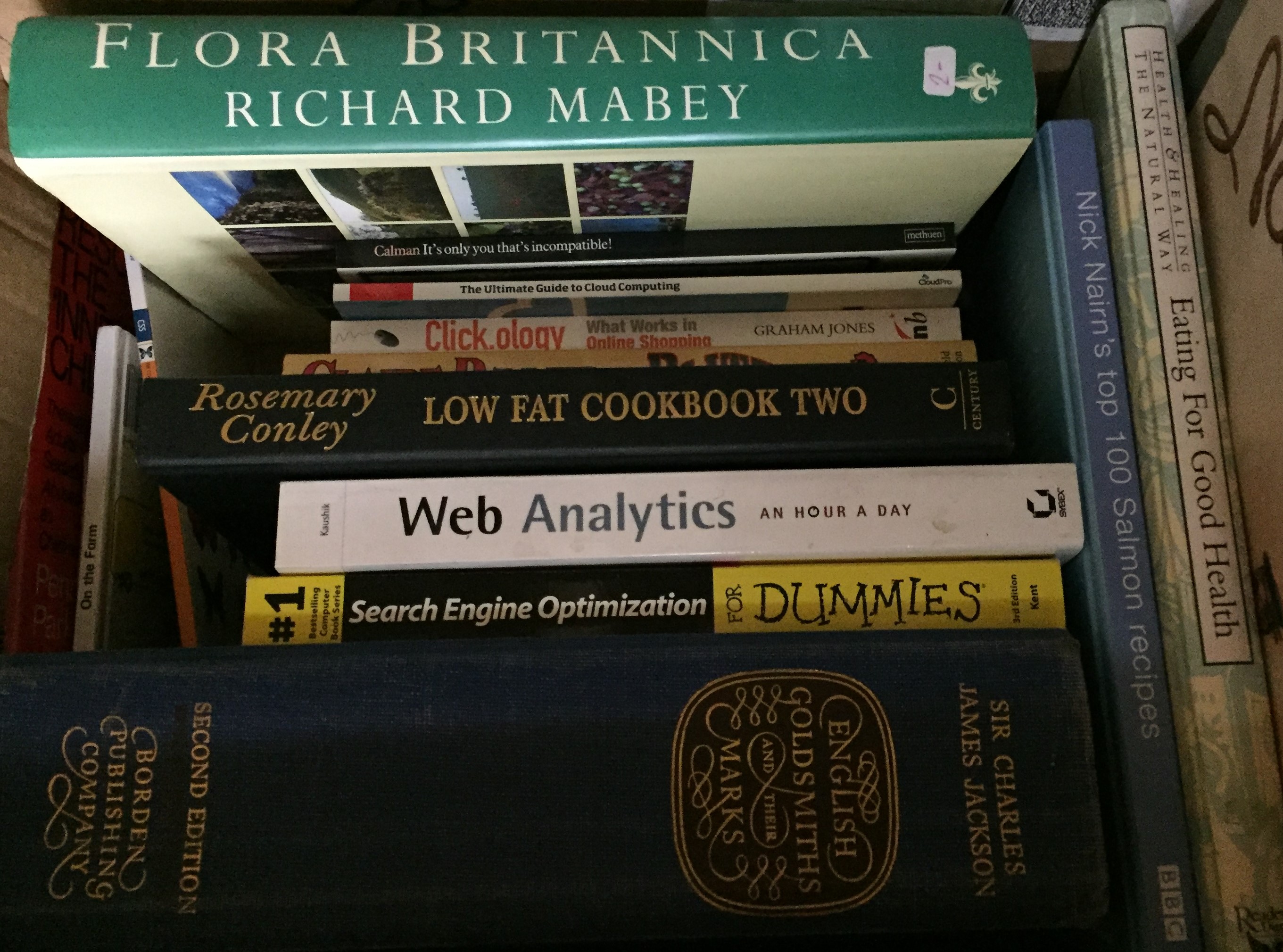 Three boxes and contents including fifty plus books - English Goldsmiths Marks, computing, health, - Image 3 of 5