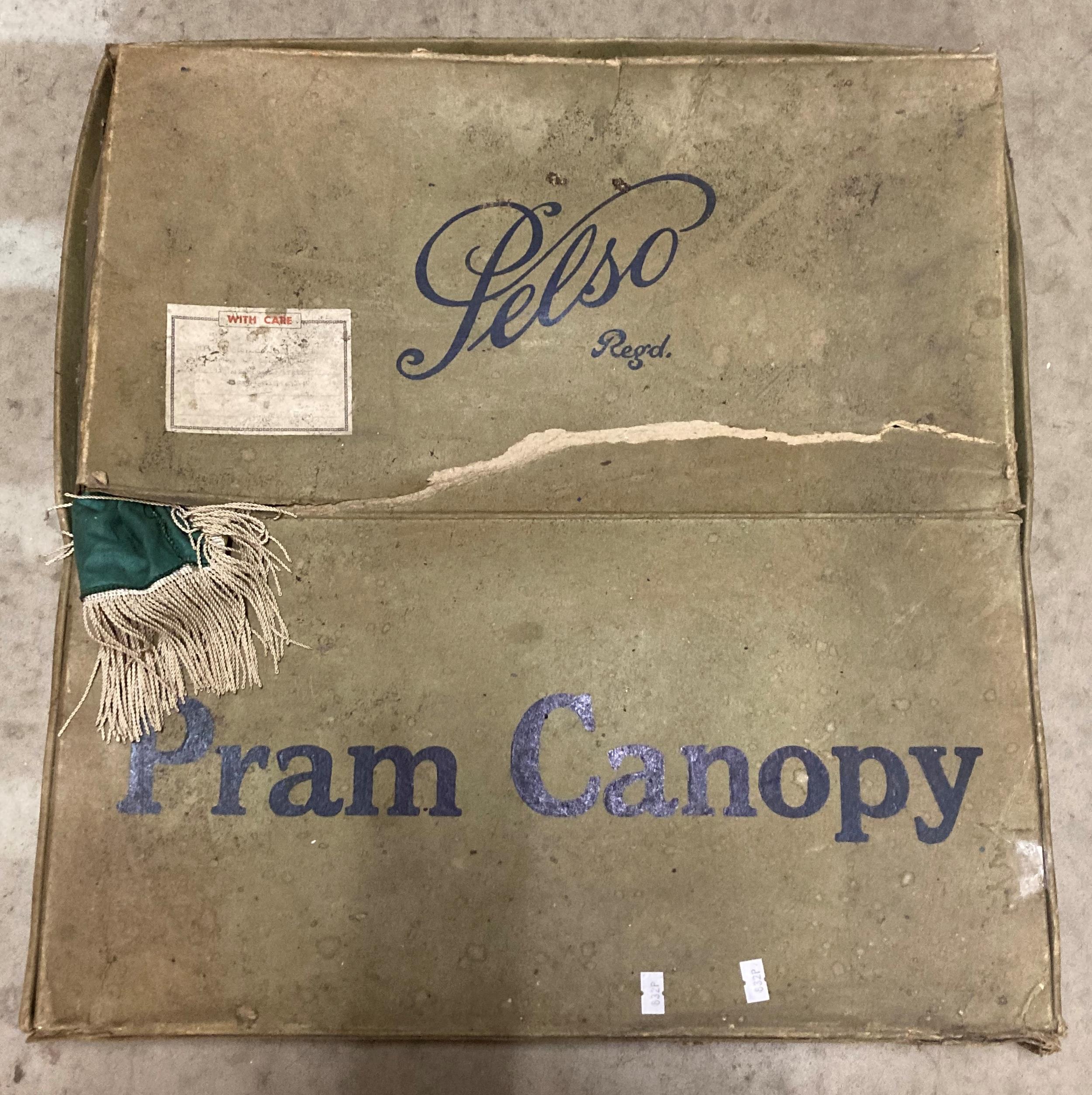 Box of knitting wool and a Pelso vintage pram canopy (Saleroom location: P01) - Image 2 of 3