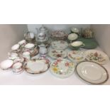 Eighty plus items including twenty two pieces Colclough rose pattern tea service,