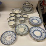 Sixteen pieces of Fleur-de-lys tea/coffee service - 6 cups, 6 saucers, 2 cake plates,