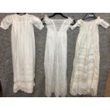 Three vintage children's night dresses/christening gowns (Saleroom location: on rail at S13)