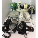 Nine items including Nokia and Doro mobile phones, retro push-button BT trim phone,